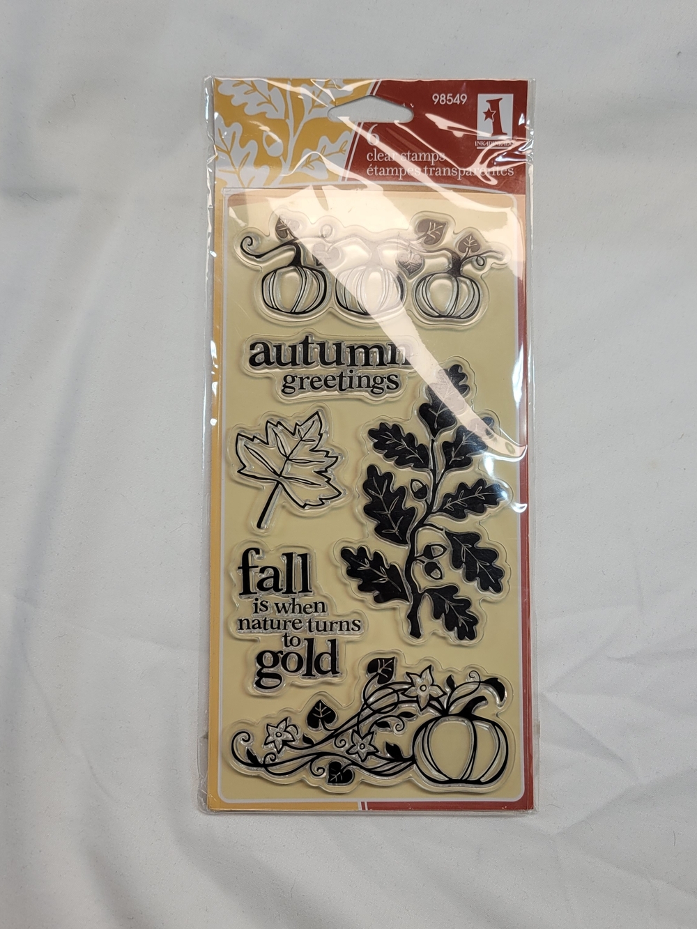 Inkadinkado Autumn Foliage Clear Stamps 6pc #98549 Fall Pumpkin